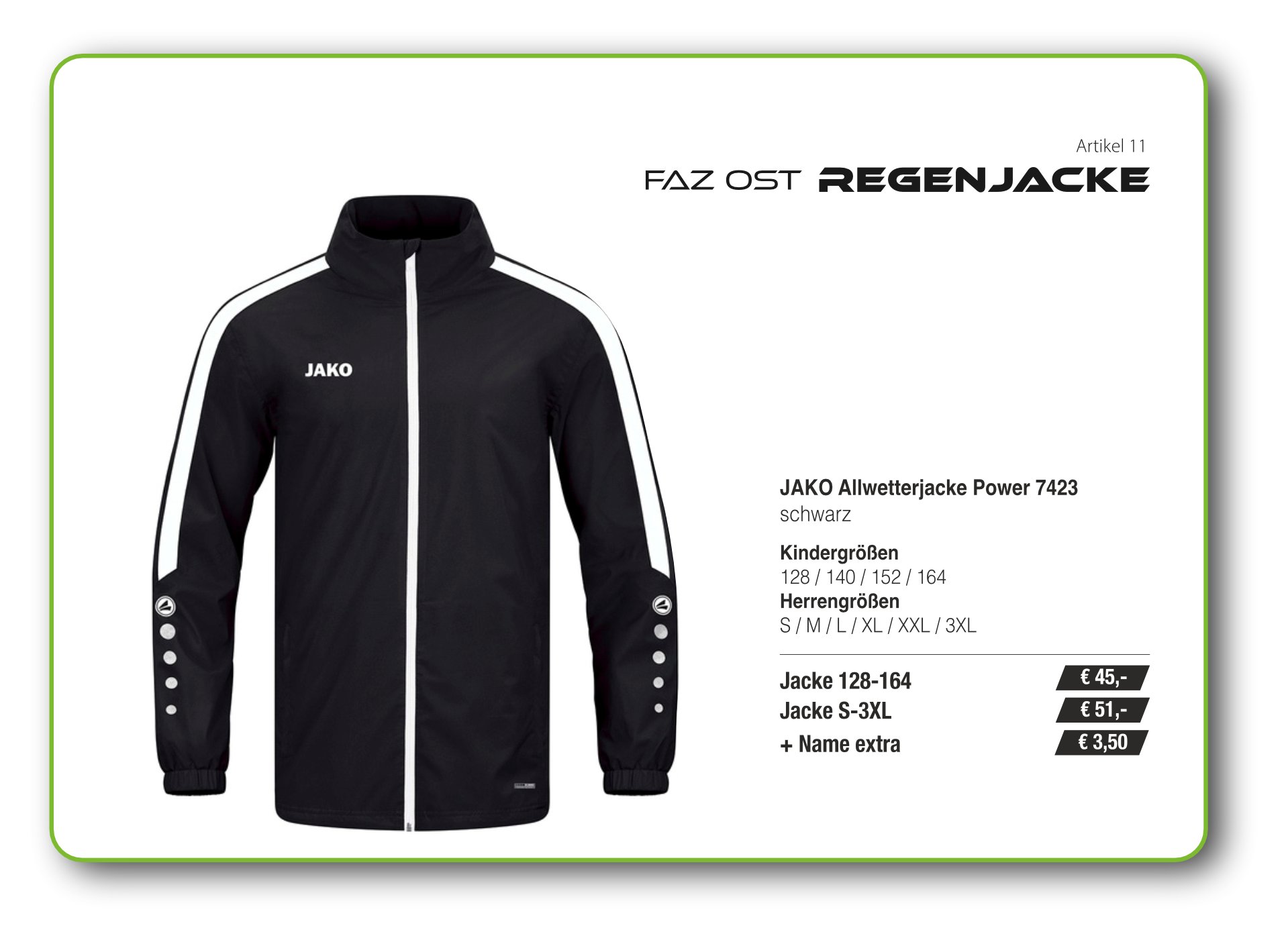 Artikel 11 ~ REGENJACKE, JAKO Allwetterjacke Power 7423